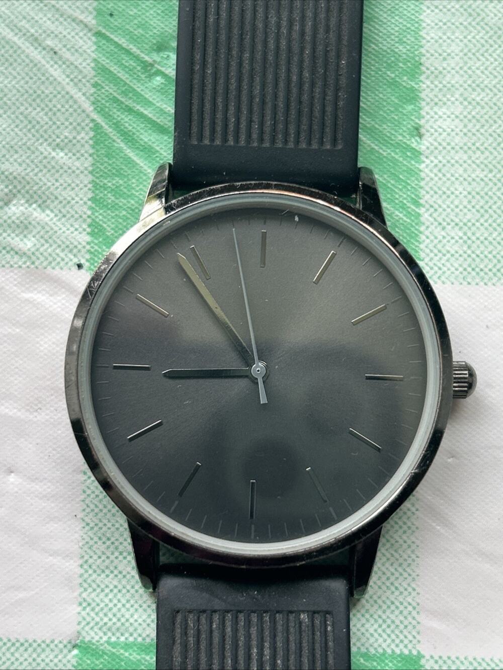 FMD All Black Rubber Band Quartz Watch